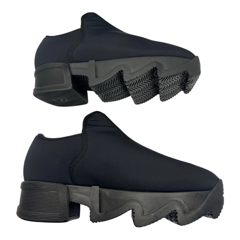 iRi NYC Black Neoprene Wes Low Top Sneaker‎ Stretch Chunky Platform Sz 34 US 4